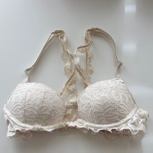 PINK by VS Elegant Lace Cream Bralette